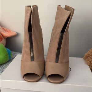 Guess Tan Peep-Toe Ankle Booties